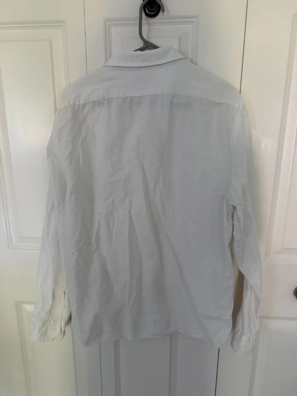 Banana Republic Slim Fit Men's White Linen Blend Long Sleeve Shirt